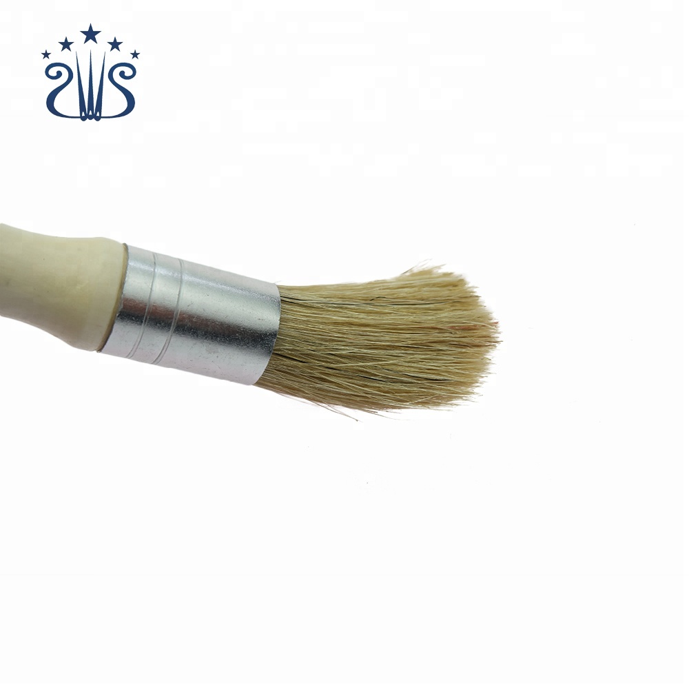 Wooden Handled Round Paint Brush With Hog Bristles For Chalk - View #7