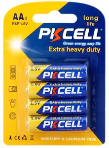 Shenzhen PKCELL R6P AA SUM-3 1.5V çinko karbon kuru pil el feneri CE için piller basın çıtçıt ile yerinde sabit/