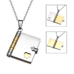Fornitore della cina personalizzato semplice Argento Oro Libro In Acciaio Inox Ciondolo Cuore <span class=keywords><strong>Collana</strong></span> - Product Image 4