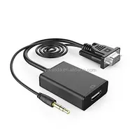 Konverter Kabel Video dan Audio, Adaptor Konverter VGA Ke HDMI Output HD 1080P untuk Laptop/Destop Ke TV/Proyektor/Monitor