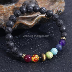 JTBR1001 braccialetto di perline colorate perline di pietra naturale Yoga energia curativa vulcanica pietra lavica 7 bracciale diffusore di Chakra - Product Image 3