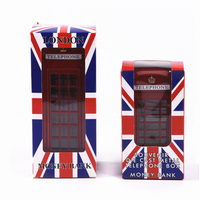 Tirelire en métal en forme de cabine téléphonique rouge de style londonien