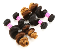 Aliexpress 8A Ombre Blonde 1b 4 30 Cheveux Péruviens Lisses à Tisser 3 Paquets avec Fermeture Frontale en Dentelle