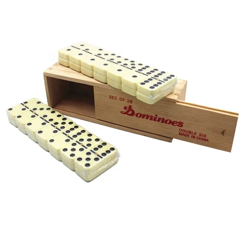 Conjunto de jogo dominoes personalizado, jogo dominó de madeira dupla seis madeira para adultos