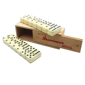 लकड़ी के लिए कस्टम dominoes खेल सेट डबल छह लकड़ी डोमिनोज़ वयस्क