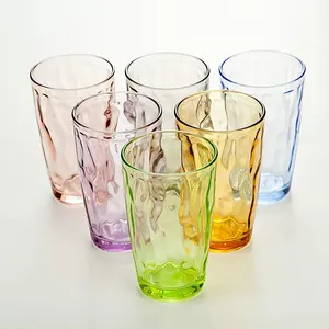 wholesale machine made colored tumbler glass cup water glass embossed drinking glass