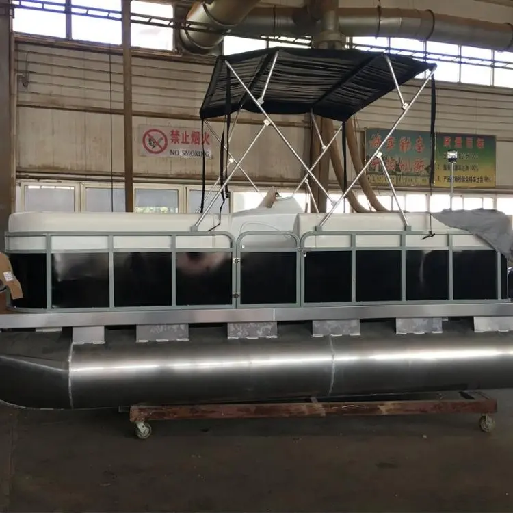 16ft good quality nice decking electric floating catamaran pontoon boat with ce certification