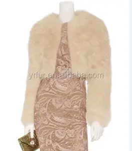 YR548 Fashion Ladies Turkey Feather Fur Jacket for Bridal