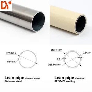 Kaizen DY187 28 Diâmetro mm colorido PE Revestido steel pipe magra/Tubo Flexível para montagem worktable