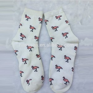 Fashion style high quality flamingos and butterfly design woman fancy cotton socks - Product Image 1