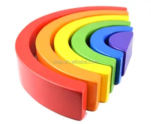 6 Kleuren Baby Houten Rainbow Stacker Geometrie Bouwstenen Voorschoolse Leren Speelgoed Educatief Puzzel Voor Kinderen Peuter