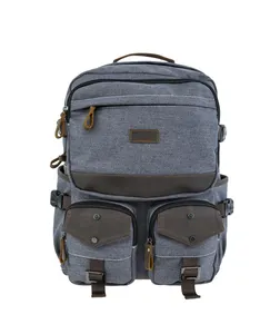 गर्म बिक्री डिजाइन चमड़े ट्रिम कैनवास वापस पैक विंटेज bagpack बस्ता किशोर के लिए गुआंगज़ौ कोरियाई बैग