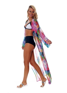 Summer Women Swimsuit Bikini Cover up Sexy <strong>Beach</strong> Cover Ups Chiffon Long Dress Elegant Printed <strong>Beach</strong> Bathing Suit Tunic <strong>Kaftan</strong> - Product Image 3