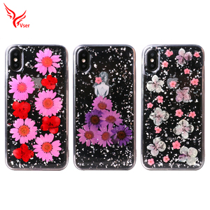 Epoxy transparente de plata de oro de seco real presionado flor Teléfono, caso para iphone 7 6x8 s plus - Product Image 2