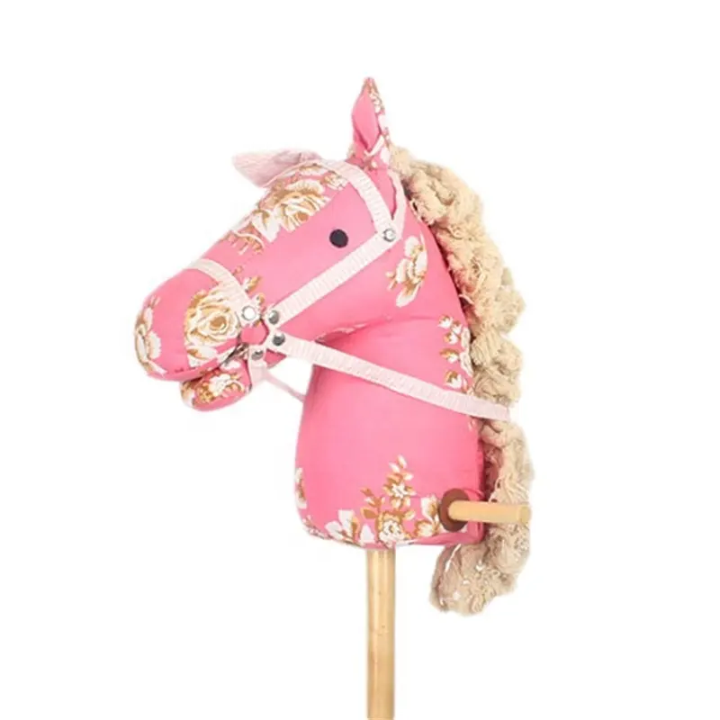 custom plush stick horse plush toy for holiday kid gift walking stick with horse head