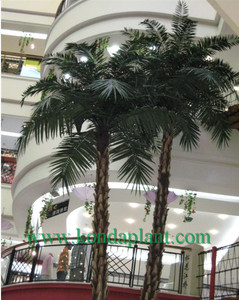 Palmera curvada artificial de coco sin macetas, caña de acero esmaltada para interiores recta - Product Image 2
