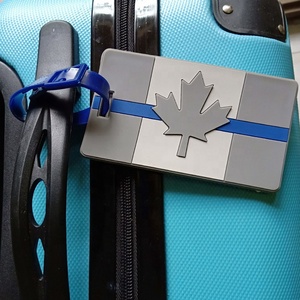 All'ingrosso personalizzato 3D goffrato Logo del marchio in <span class=keywords><strong>PVC</strong></span> morbido viaggio bagaglio Tag con cintura e carta di carta - Product Image 2