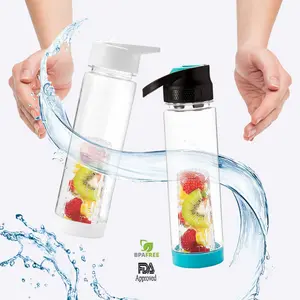Everich-botella de agua deportiva con logotipo personalizado para niños, de plástico, sin BPA, con infusión de fruta, para deportes al aire libre, 600ml/800ml