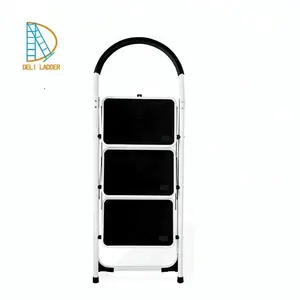 3 Folding Steel Round Tube Step Ladder Lower Kitchen Stools