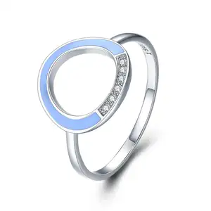 Anneau rond ajouré en argent 925 pour filles, nouvelle marque, prix d'usine, diamant blanc, pierres précieuses, pour femmes