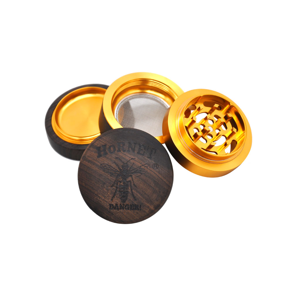 HORNET премиум-класса из розового дерева ручной работы жернов для трав, 60 мм 4 слоя алюминий острые алмазные зубы курить травку травяная шлифовальная машина