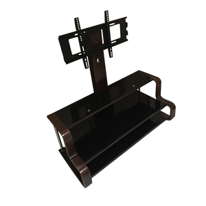 Chất lượng tuyệt vời phòng khách Ba kính màu đen Kệ cong gỗ tự nhiên véc ni <span class=keywords><strong>TV</strong></span> đứng cho 32 "~ 55" <span class=keywords><strong>LCD</strong></span> <span class=keywords><strong>LED</strong></span> <span class=keywords><strong>TV</strong></span> tủ - Product Image 3