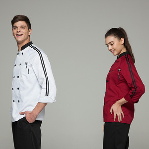 2017 moda blanco cinta de color chef de manga larga chaqueta uniforme para <span class=keywords><strong>el</strong></span> <span class=keywords><strong>restaurante</strong></span> - Product Image 3