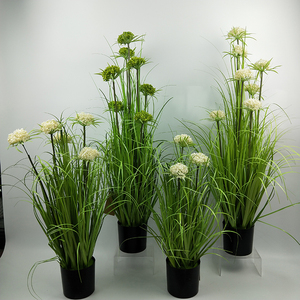 Nhân Tạo Chậu Cây Mô Phỏng Trắng Bulbous Hoa Màu Xanh Lá Cây Lá Sống Động Như Thật Nhà Máy Trong Chậu Văn Phòng Vườn Cây Nhân Tạo - Product Image 2