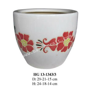 Pots de fleurs en céramique émaillée S/3 Vietnam pour décoration intérieure HG 13-1343/3 Pots de cache - Product Image 1