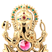 Crystocraft Figurine de Luxe en Cristal Plaqué Or du Dieu Ganesha, Religieux Hindou, Gravée au Laser, Cristaux Taillés Brillants, Indienne