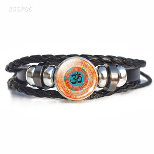 <span class=keywords><strong>Bracelet</strong></span> de Yoga en <span class=keywords><strong>cuir</strong></span> pour hommes et femmes, nouveaux bijoux, cordon tissé, Yoga, méditation, ogi, 7 chakras, mode 2020 - Product Image 4