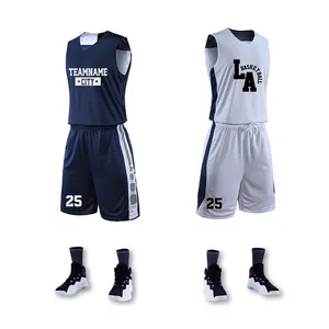New design cheap 100% polyester custom made basketball uniforms for men reversible china