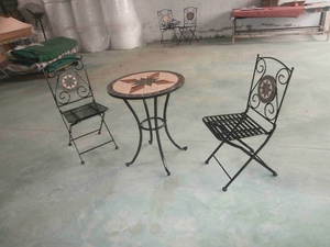 3 टुकड़ा आउटडोर गार्डन आंगन मोज़ेक मेज और कुर्सियों बिस्ट्रो सेट - Product Image 6