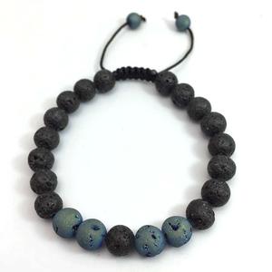 Negro lava Rock piedra plata antigua hecha a mano del encanto del león ajustable trenzado hombres macrame pulsera yoga joyería - Product Image 4