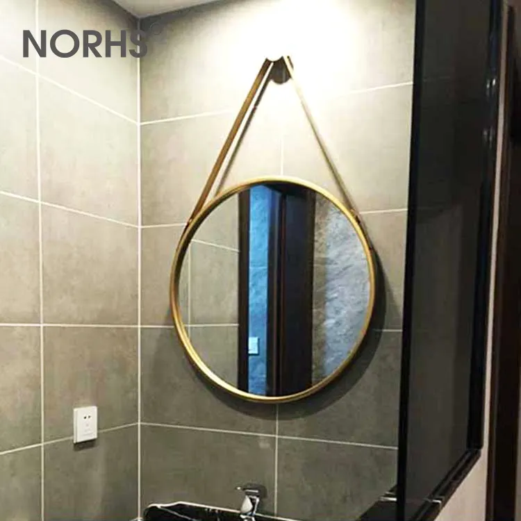 Norhs-correa decorativa con marco de metal, diseño de espejo colgante, decoración de pared