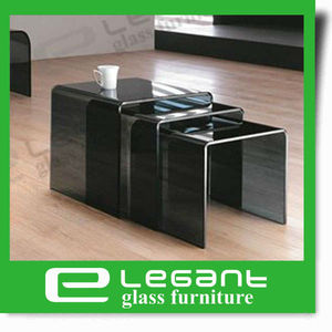 Unique Nesting <strong>Grey</strong> Glass <strong>Coffee</strong> <strong>Tables</strong> - Product Image 4