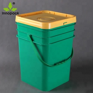 INNOPACK Hot sale 20L square plastic bucket with handle and lids food grade 5 gallon square bucket