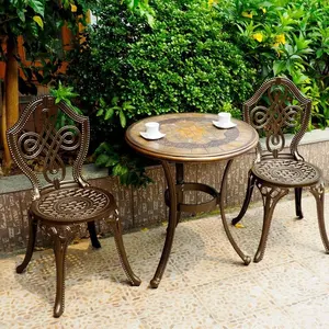 Kualitas Atas Harga Murah Cast Aluminium Patio Furniture Dining Set Logam Meja dan Kursi