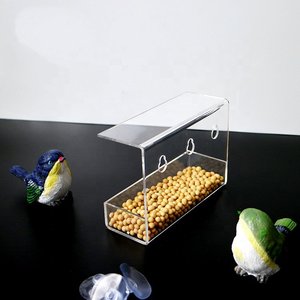 Mangeoire pour oiseaux, fenêtre, suspendu en plastique transparent, acrylique, 1 pièce, fixation murale, pour la maison ou les animaux domestiques - Product Image 2
