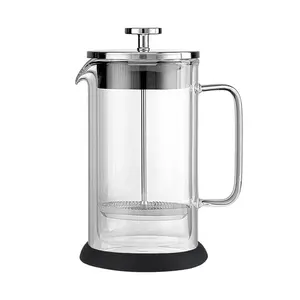 2019 Hot Selling Doppelwandige Isolierglas French Coffee Press, mikrowellen geeignete Karaffe. Kaffee-und Tee kocher