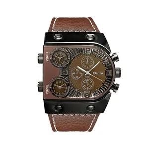 Top luxury Oulm Colorful Oulm 9315 orologi da <span class=keywords><strong>uomo</strong></span> tre movimento al quarzo cinturino in pelle <span class=keywords><strong>orologio</strong></span> da polso <span class=keywords><strong>analogico</strong></span>-<span class=keywords><strong>digitale</strong></span> - Product Image 1