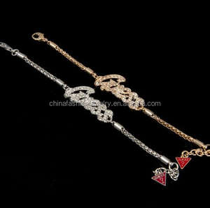 Pulsera de cadena con letras de cristal, aleación de Zinc, excelente, novedad, 2016 - Product Image 4