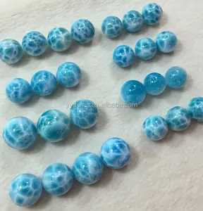 Loose Blue Larimar Beads AA Quality Ball Precious Stone Price Per Carat