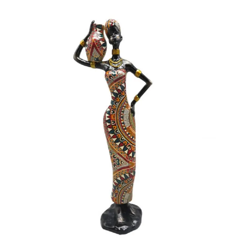 Großhandel handgefertigte harz folk schwarz afrikanische dame handwerk für dekoration