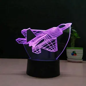 מטוס מטוסי 3d לילה אור led חזותי סטריאו מנורת 3d הולוגרמה מנורת led אופטי אשליה אקריליק מנורה