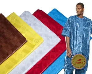 Kain Katun Tekstil Dicetak Grosir Afrika Bazin Guinea Brokat Desain Terbaru untuk Pesta Pernikahan