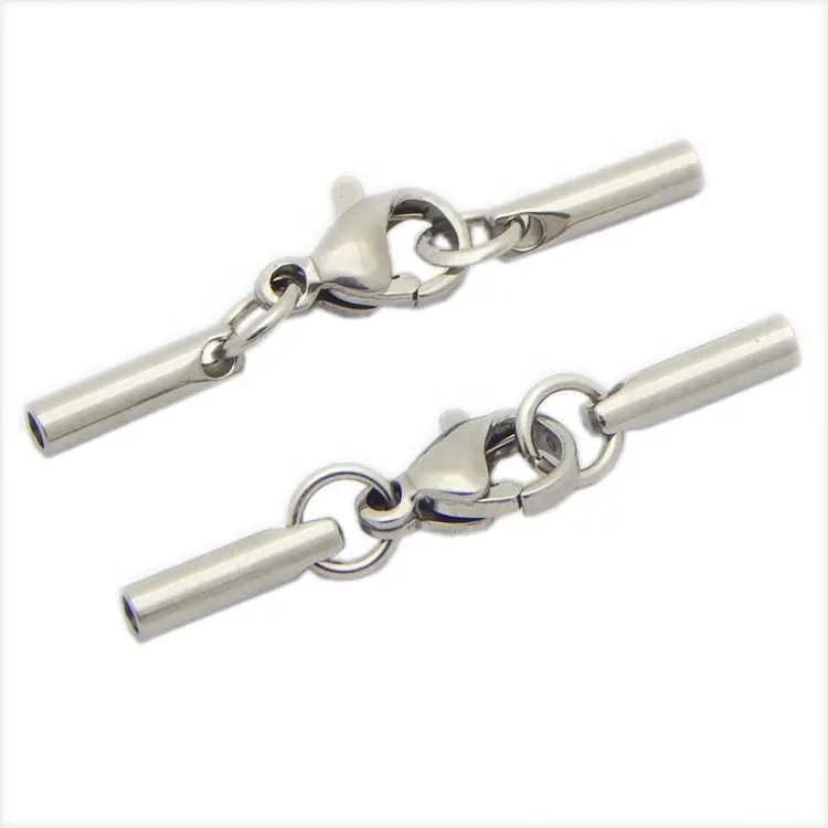 Sini đồ trang sức Bán buôn giá rẻ 1.5mm 1.8mm 2.5mm 316L thép không gỉ tôm hùm Clasp với đuôi Extender chuỗi kết thúc mũ