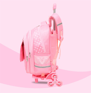 New Ngọt Ngào Màu Hồng Dot Thiết Kế Cán Ba Lô Sinh Viên Túi Xe Đẩy Túi Đi Học Không Thấm Nước Trọng Lượng Nhẹ Xe Đẩy Ba Lô - Product Image 4