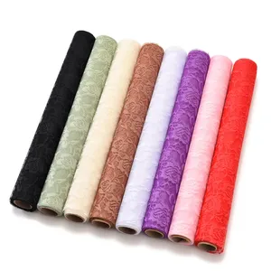 Shinewrap Rose Design Polyester Mesh Paper For Gift Flowers Packing