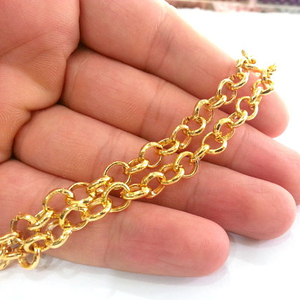 18K Gold Plated ทองเหลือง Rolo Chain 8มม.WT-BC014